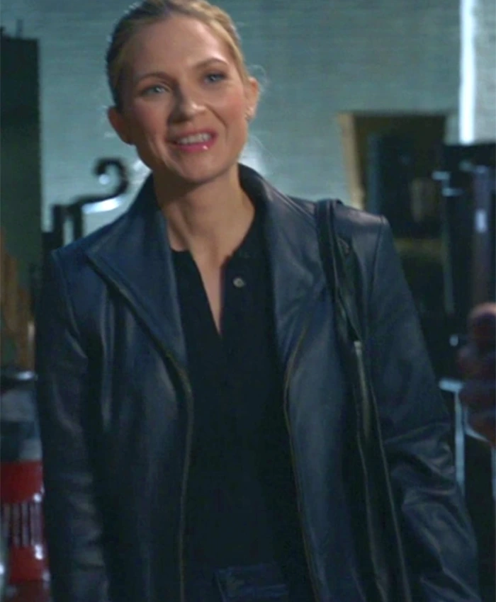 Eddie Janko Blue Bloods S14 Navy Leather Blazer Eddie Janko Blue Bloods S14 Navy Leather Blazer