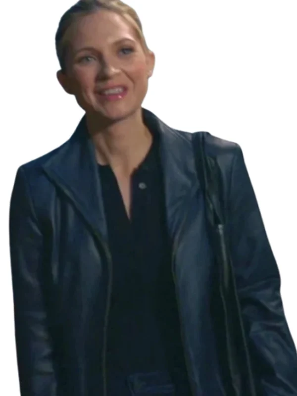 Eddie Janko Blue Bloods S14 Navy Leather Blazer
