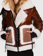Elsbeth Carrie Preston Brown Sherpa Puffer Jacket