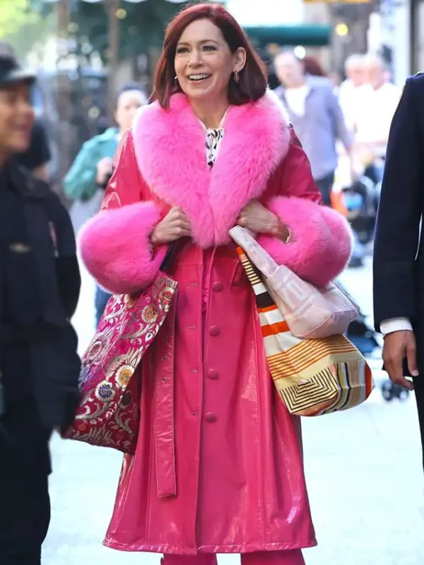 Elsbeth Carrie Preston Pink Shearling Coat
