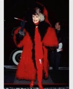 Emma Stone 101 Dalmatians Cruella Devil Fur Red Coat