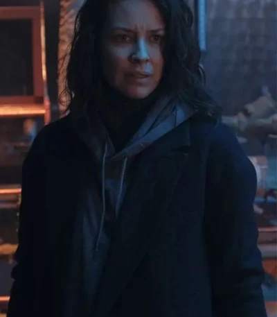 Evangeline Lilly Crisis Claire Reimann Black Coat