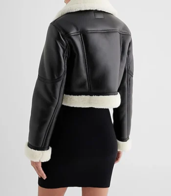 Leather Sherpa Lined Cropped Moto Jacket