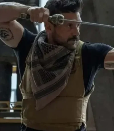 Frank Grillo Boss Level Roy Pulver Beige Nylon Fabric Vest
