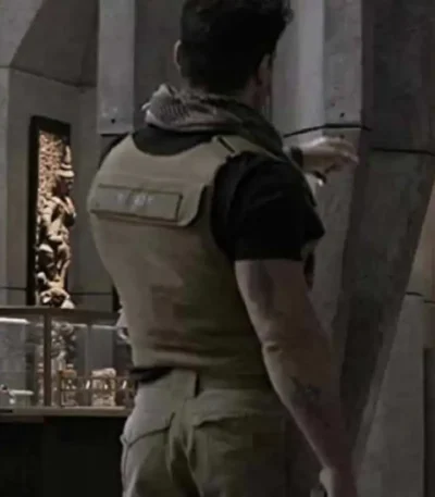 Frank Grillo Boss Level Roy Pulver Beige Nylon Fabric Vest