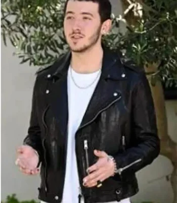 Frankie Jonas Claim to Fame Black Biker Jacket