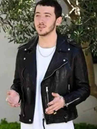 Frankie Jonas Claim to Fame Black Biker Jacket