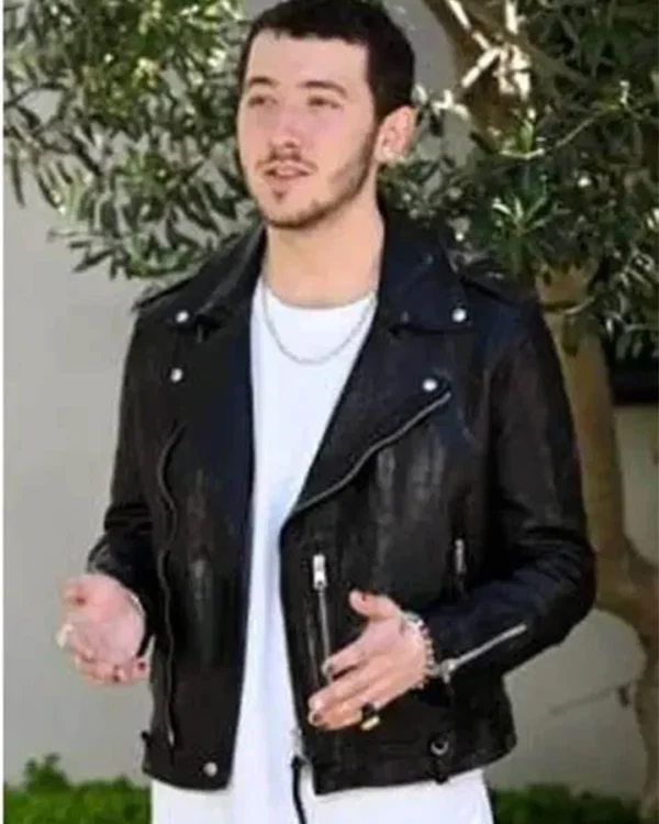 Frankie Jonas Claim to Fame Black Biker Jacket