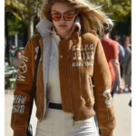 Gigi Hadid Brown Suede Bomber Jacket
