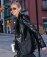 Gigi Hadid Ivan Bart Memorial Service Leather Blazer