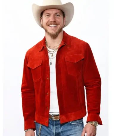 Grammy 2026 Brandon Lake Red Suede Jacket