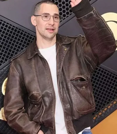 Grammy Awards Jack Antonoff Brown Leather Jacket