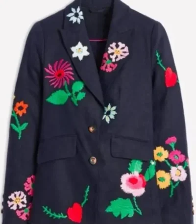 Prue Leith Floral Embroidery Blazer