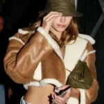 Hailey Bieber Brown Shearling Jacket