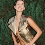 Hailey Bieber Golden Vest