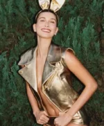 Hailey Bieber Golden Vest