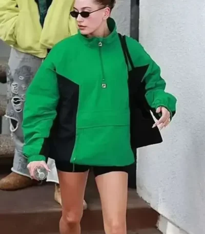 Hailey Bieber Green Anorak Jacket