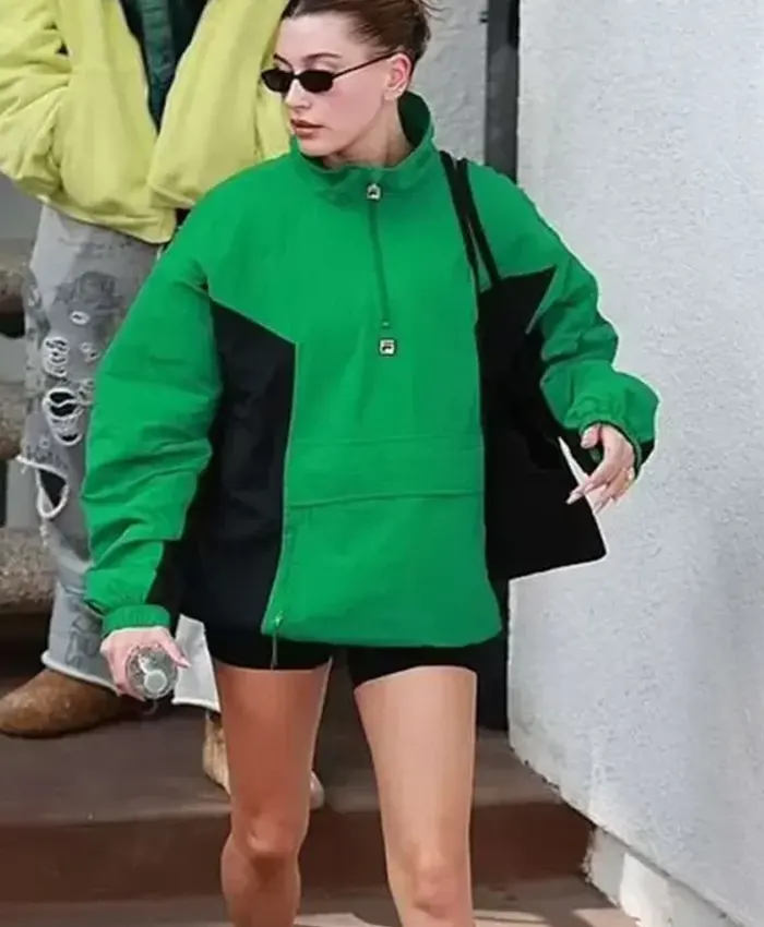 Hailey Bieber Green Anorak Jacket Hailey Bieber Green Anorak Jacket