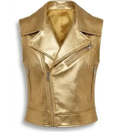 Hailey Bieber Golden Vest
