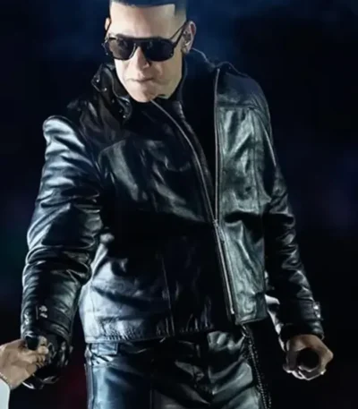 Halftime Show Daddy Yankee Black Leather Jacket