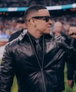 Halftime Show Daddy Yankee Black Leather Jacket