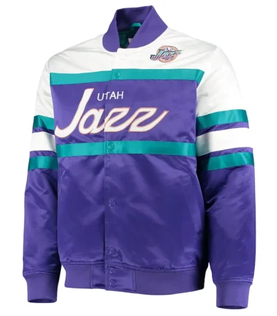 Hardwood Classics Utah Jazz Purple-White Satin Jacket