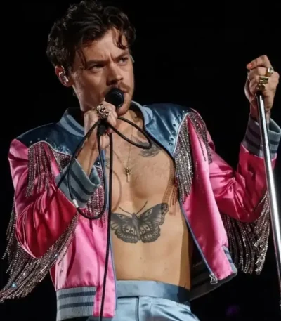 Harry Styles Love On Tour La Pink and Blue Fringe Jacket