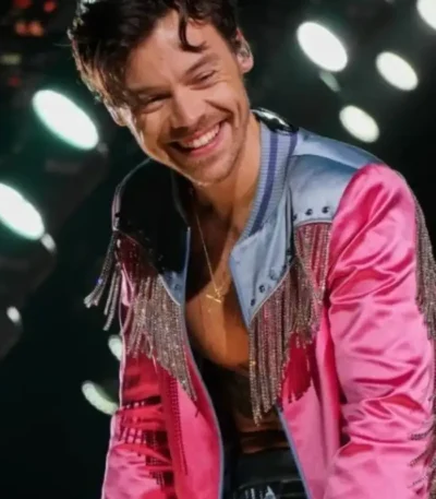 Harry Styles Love On Tour La Pink and Blue Fringe Jacket