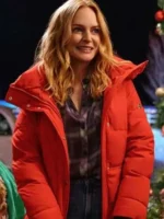 Heather Graham Best Christmas Ever 2023 Red Puffer Jacket