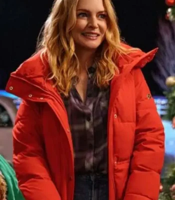 Heather Graham Best Christmas Ever 2023 Red Puffer Jacket