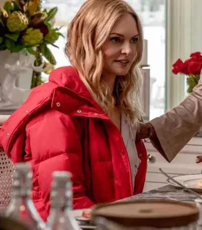 Heather Graham Best Christmas Ever 2023 Red Puffer Jacket
