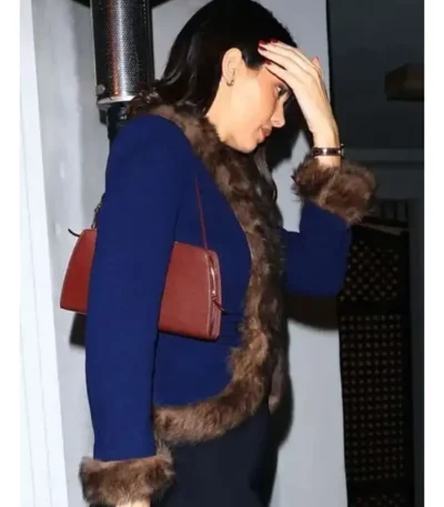 Holiday Party Kendall Jenner Blue Fur Jacket
