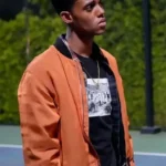 Jabari Banks Bel-Air Orange Satin Bomber Jacket