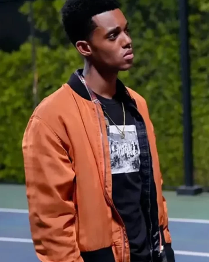 Jabari Banks Bel-Air Orange Satin Bomber Jacket Jabari Banks Bel-Air Orange Satin Bomber Jacket
