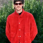 Jacob Elordi Red Suede Leather Jacket