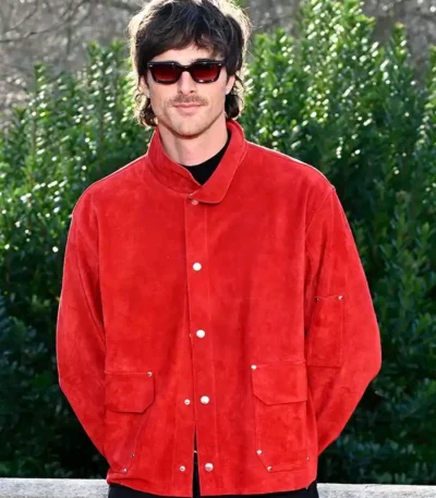 Jacob Elordi Red Suede Leather Jacket