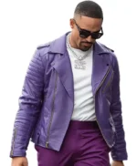Jalen Hurts Purple Leather Jacket