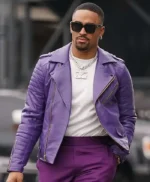 Jalen Hurts Purple Leather Jacket