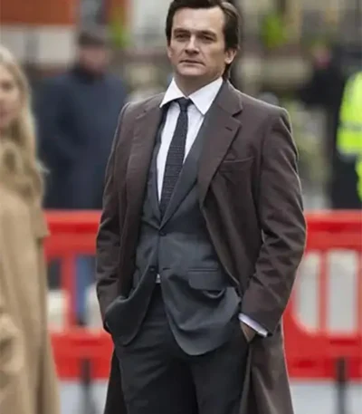 James Whitehouse Anatomy of a Scandal Brown Long Coat