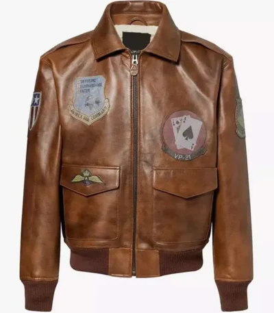 Jayson Tatum Brown Leather Bomber Jacket