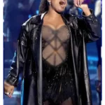 Jennifer Hudson 2024 Black Leather Trench Coat