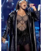 Jennifer Hudson 2024 Black Leather Trench Coat