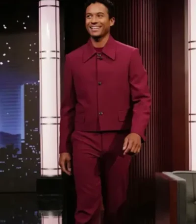 Jimmy Kimmel Live Jaafar Jackson Burgundy Suit