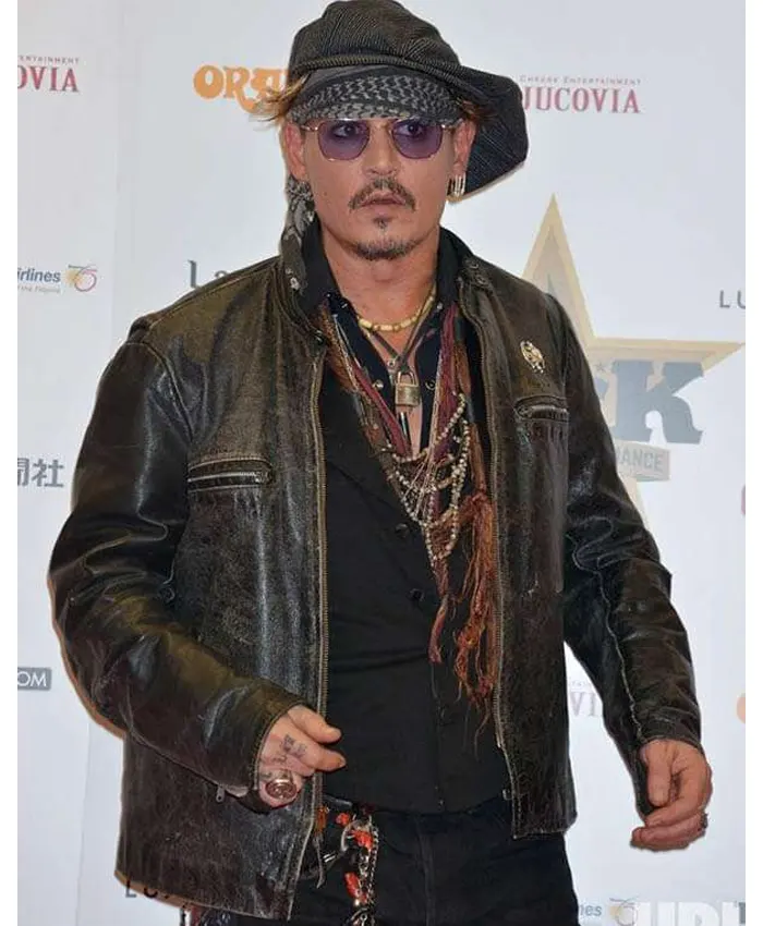 Johnny Depp Distressed Leather Jacket Johnny Depp Distressed Leather Jacket