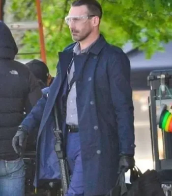 Jon Hamm Baby Driver Buddy Blue Long Trench Coat
