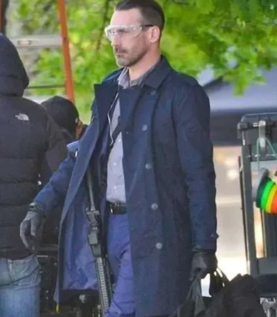 Jon Hamm Baby Driver Buddy Blue Long Trench Coat