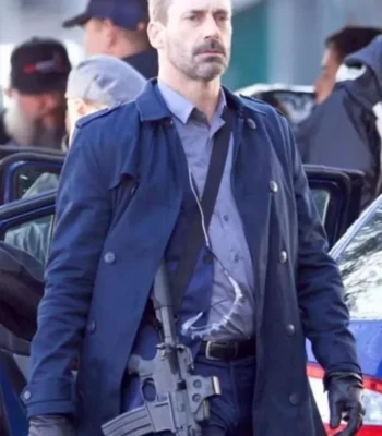 Jon Hamm Baby Driver Buddy Blue Long Trench Coat