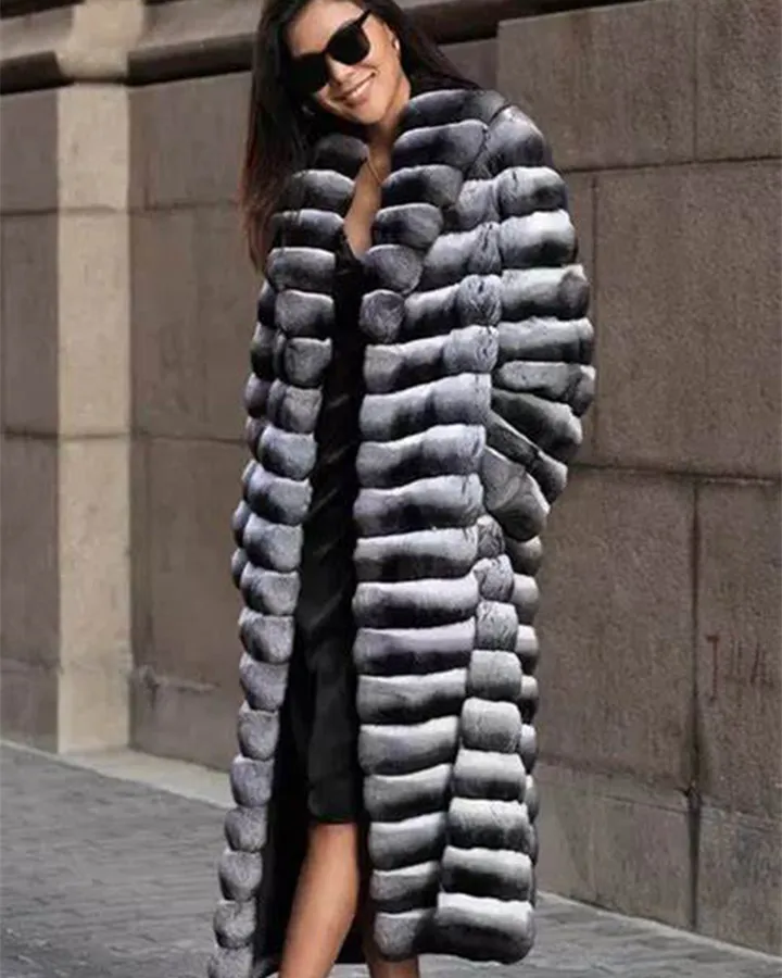 Josephine Chinchilla Fur Shawl Lapel Long Coat Josephine Chinchilla Fur Shawl Lapel Long Coat