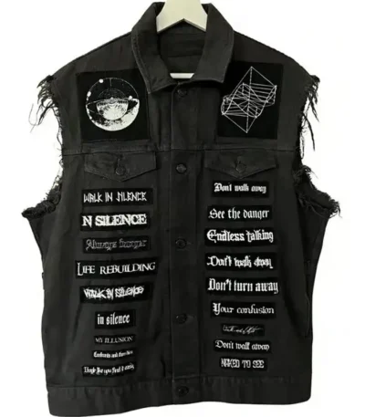 Juice Wrld Black Denim Patch Vest