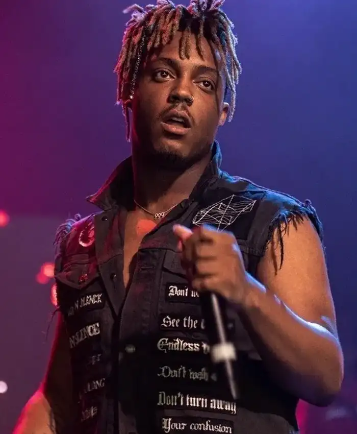 Juice Wrld Black Denim Patch Vest Juice Wrld Black Denim Patch Vest